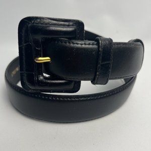 Lemie Made in Italy Womens Belt Sz S Black Genuine Leather Croc Buckle